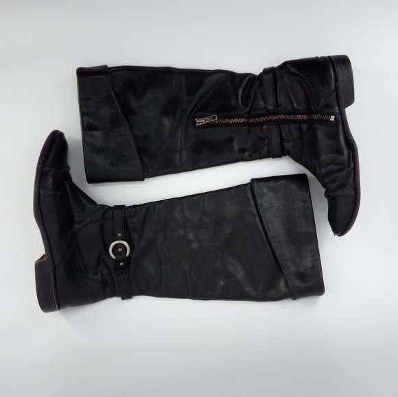 FRYE Riding Boots Leather Black Zipper Silver Ring 77215 Made in Mexico 6 B - Picture 13 of 13